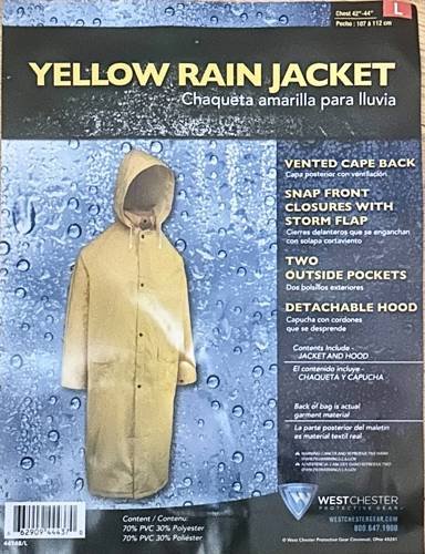 West Chester Protective Gear Yellow Rain Jacket Size Large